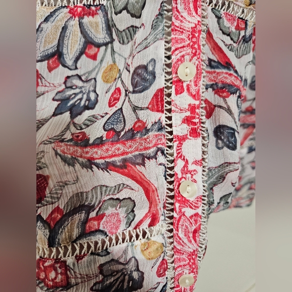 Lucky Brand Red and White Floral Blouse - Picture 5 of 5